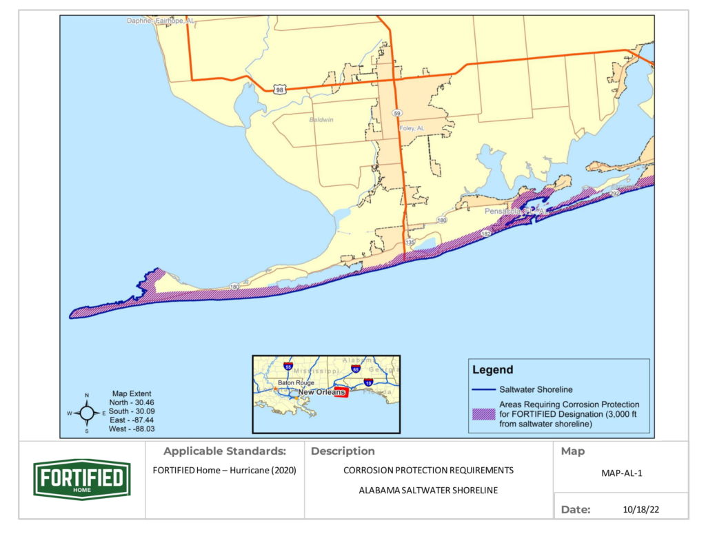 MAP-AL-01 Alabama Saltwater Shoreline