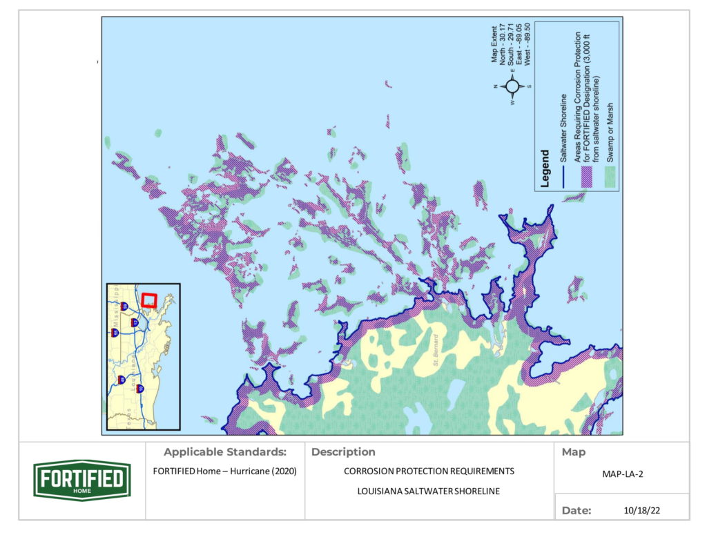 MAP-LA-02 Louisiana Saltwater Shoreline