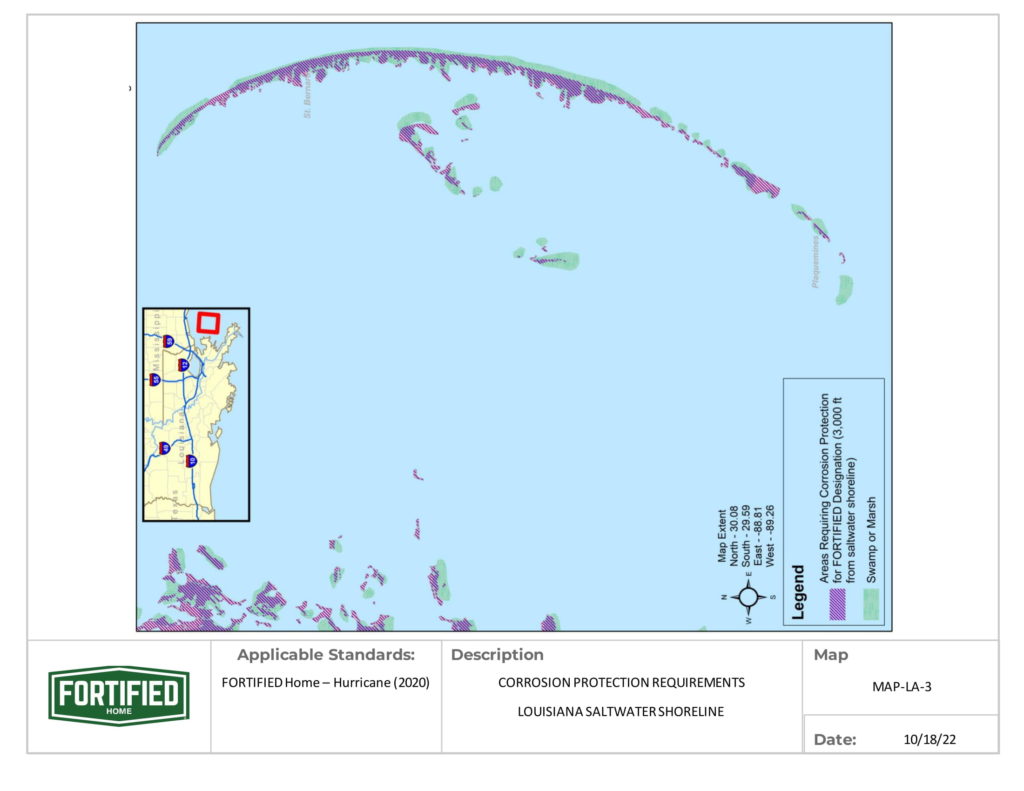 MAP-LA-03 Louisiana Saltwater Shoreline