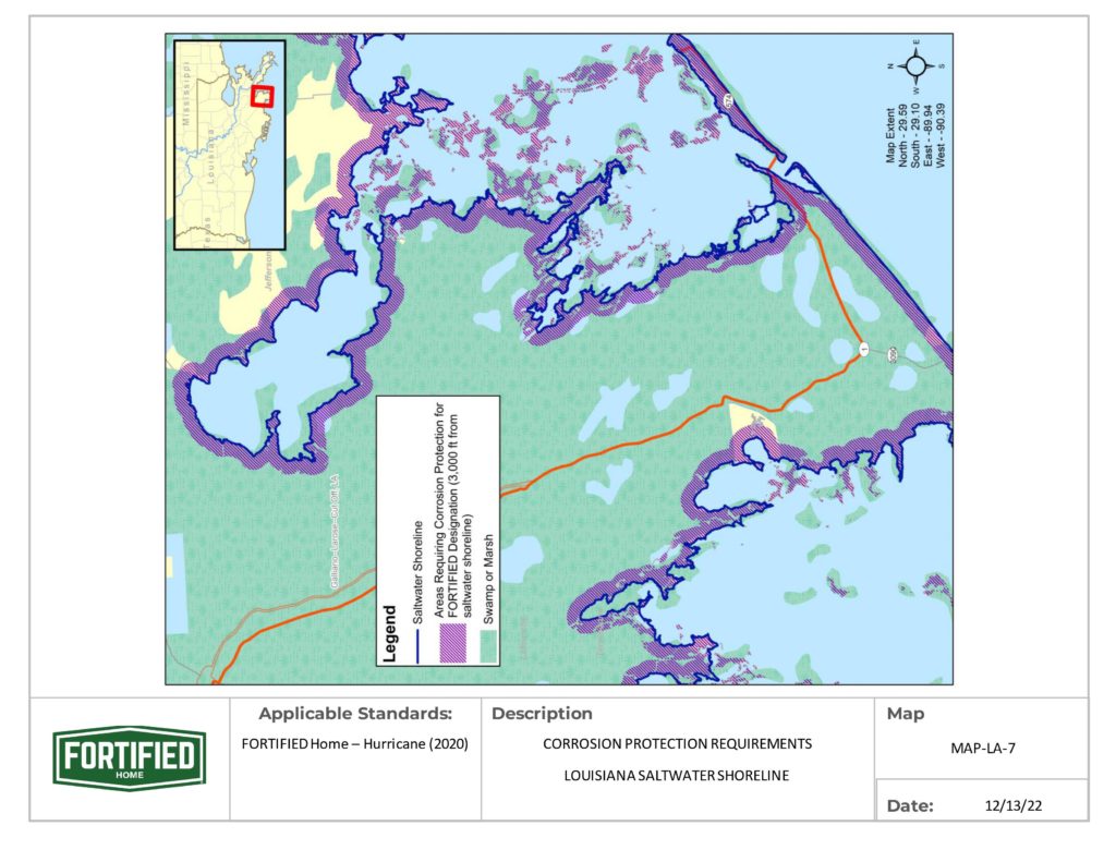 MAP-LA-07 Louisiana Saltwater Shoreline