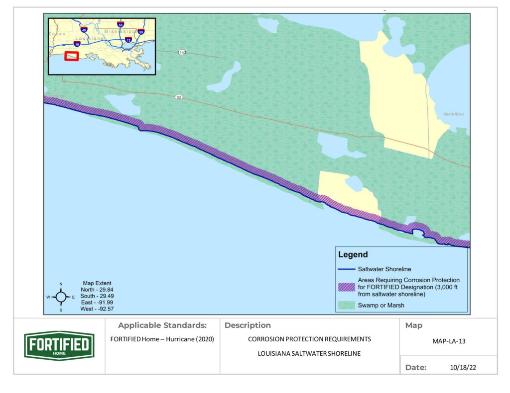 MAP-LA-13 Louisiana Saltwater Shoreline