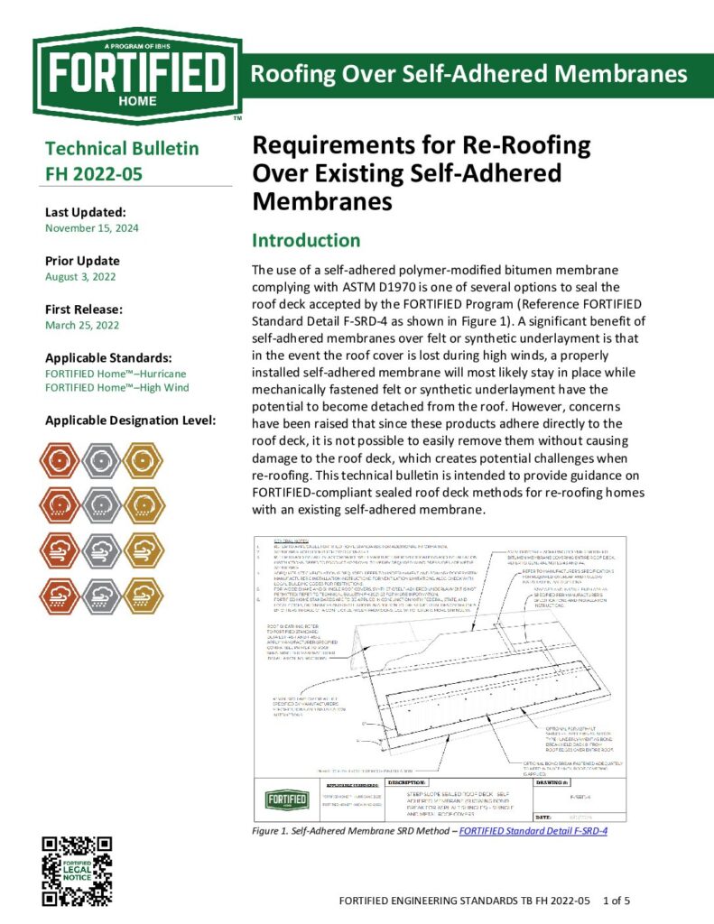 2022-05 : Requirements for Re-Roofing Over Existing Self-Adhered Membranes
