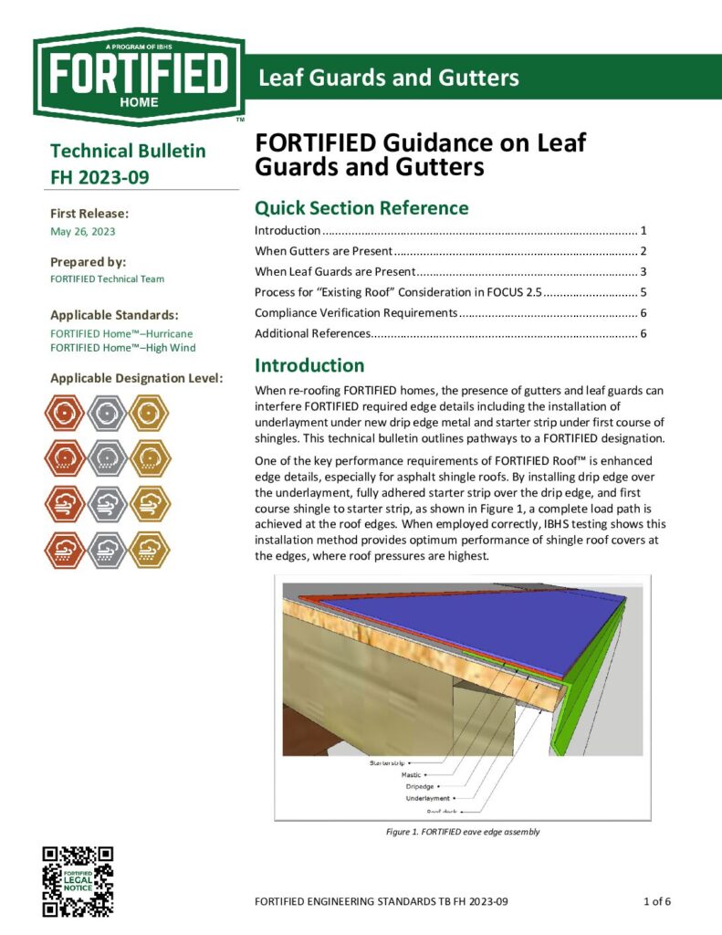 2023-09 : FORTIFIED Guidance on Leaf Guards  and Gutters