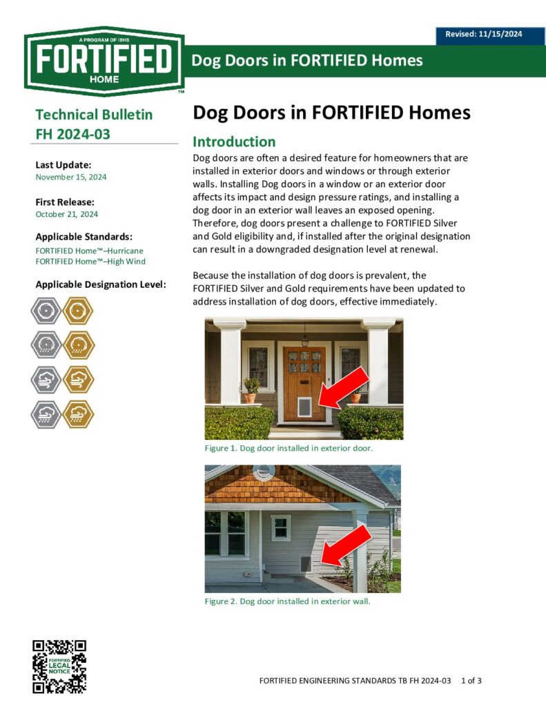 2024-03 : Dog Doors in FORTIFIED Homes